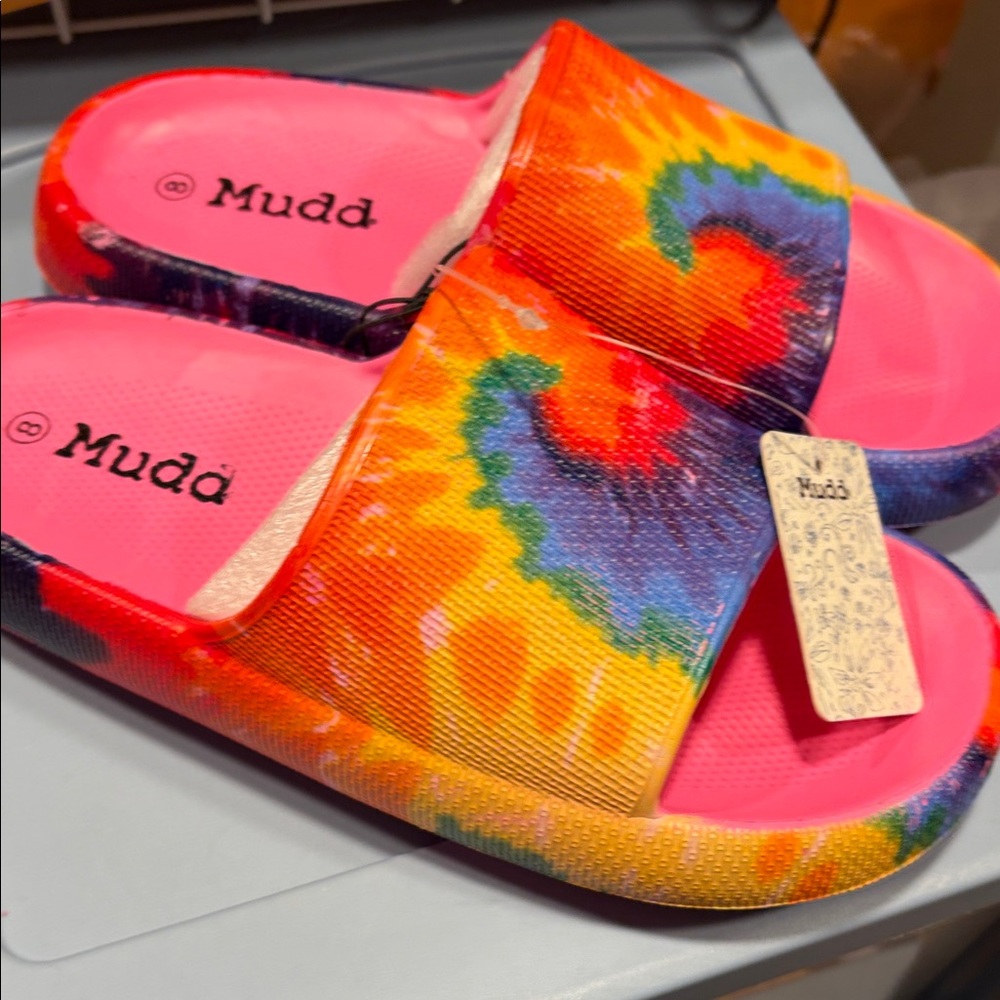Mudd Colorful Tie-Dye Slides